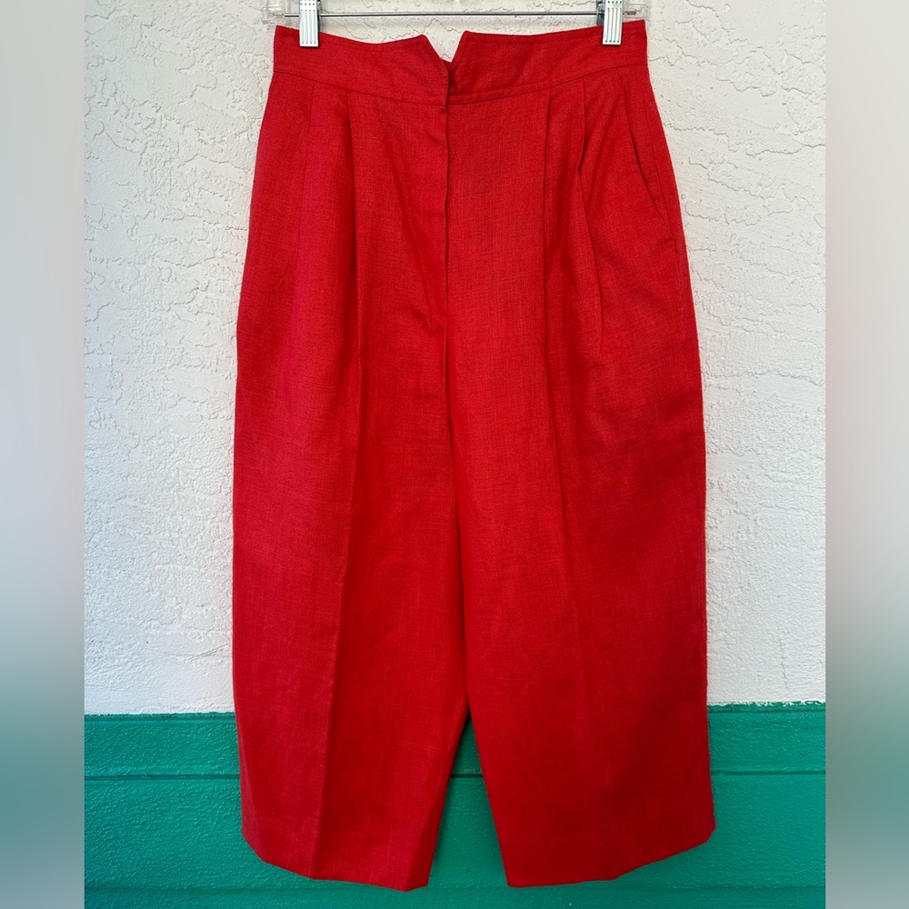 Christian Dior Linen Vintage Pants Size 10 Red
